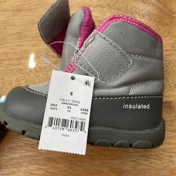NWT Gray pink little girl baby boots - Picture 5 of 8